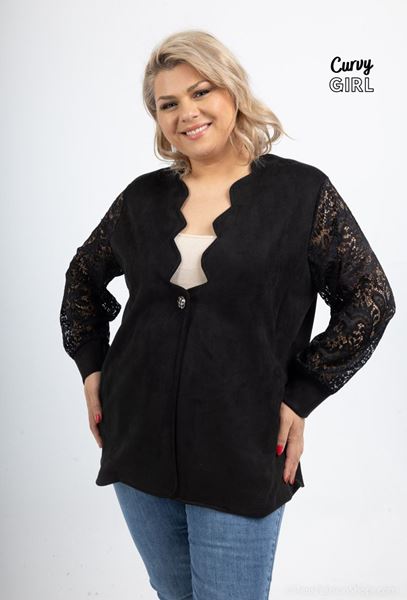 Immagine di CURVY GIRL SUEDE LOOK JACKET WITH LACE